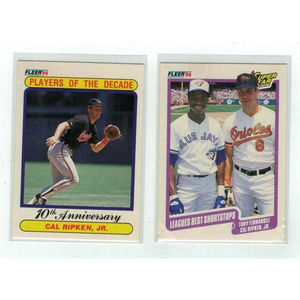 [[Set of 2 Cal Ripken Jr Tony Fernandez  Fleer 1990 #624 & #634 Baseball cards]]